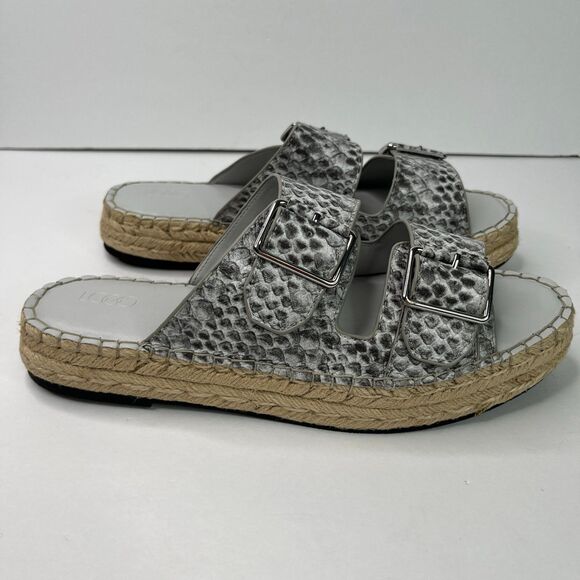 Logo Lori Goldstein Grey White Snake Leather Lindsay Slide Sandal New #514 - Picture 5 of 12